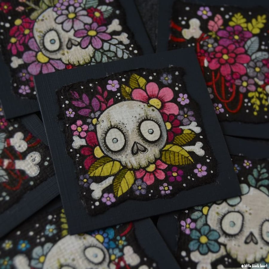 floral skull n bones - original twinchie illustration