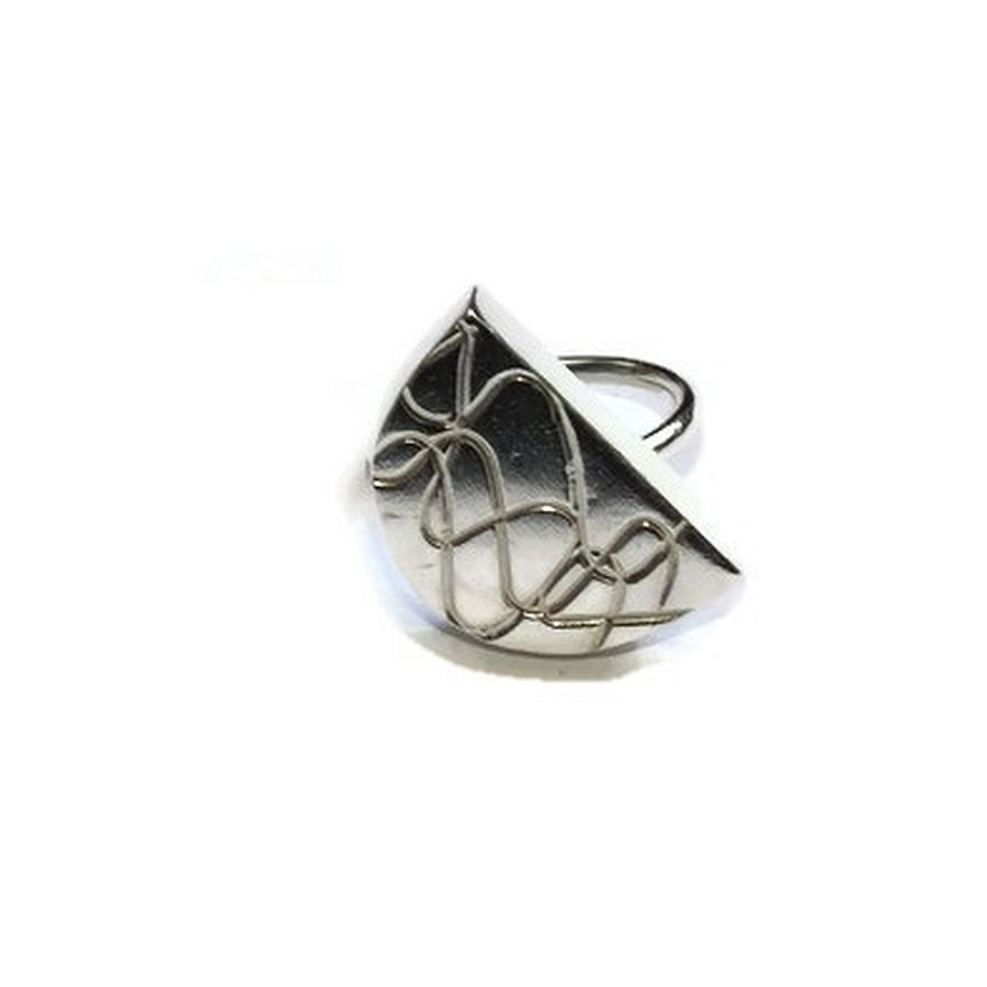 sterling silver semi circle handmade ring