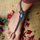 Macrame anklet wit Moss Agate 