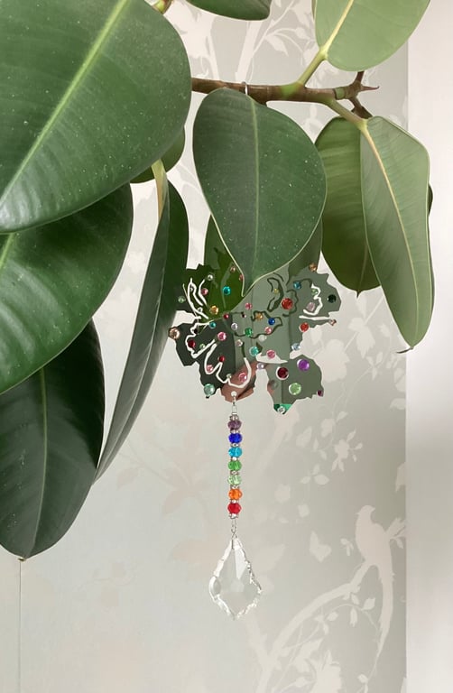 Floral Sun Catcher, pendant, crystal.
