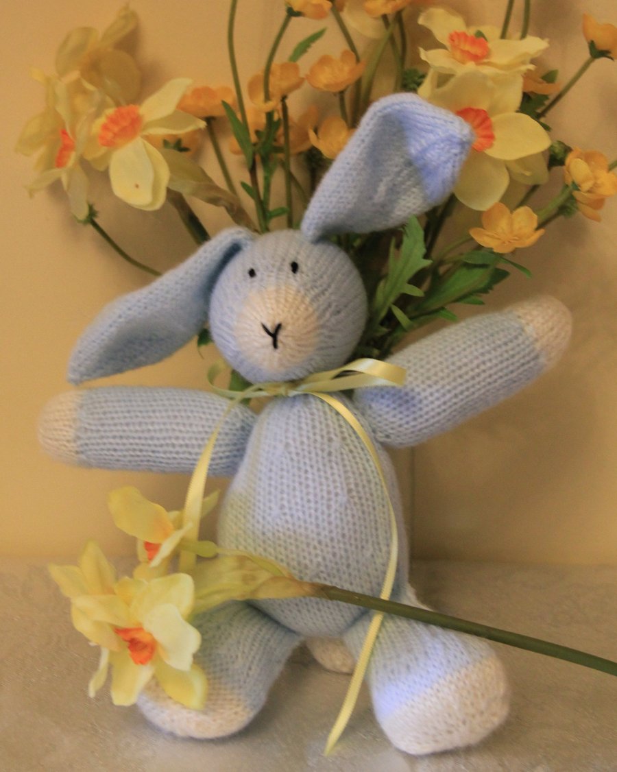 Hand Knitted Blue Wuffy Bunny