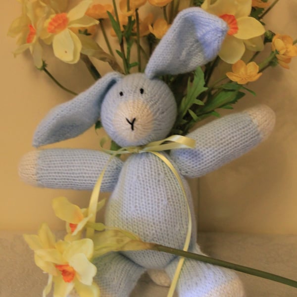 Hand Knitted Blue Wuffy Bunny