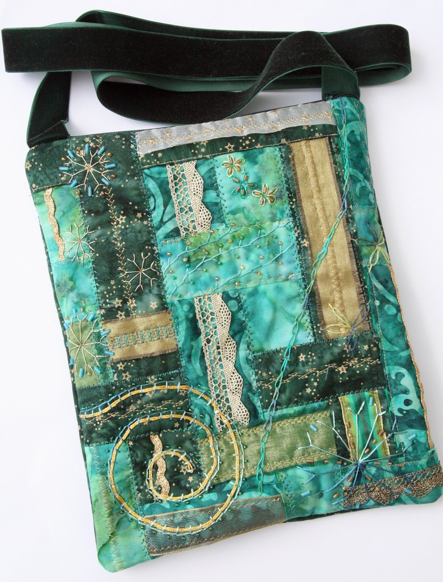 Green Beaded Embroidered Bag Kit