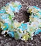 Pastel blue & Lemon Flower Hand Beaded Statement Wrist Corsage Bracelet - Image 1