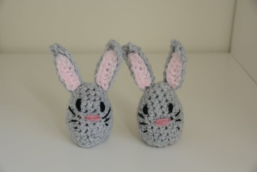 2 Easter Egg Bunny Covers - Set of 2 (grey)