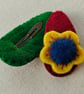 Set of 2 Felt Flower Hair Clips, Red and Yellow Floral Hair Clips, Handmade Gift - Image 1