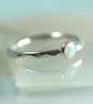 Silver Stacking Ring with White Synthetic Opal Hammered band in Sterling - Image 10