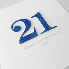 SALE Half Price handmade 21st birthday card - personalised