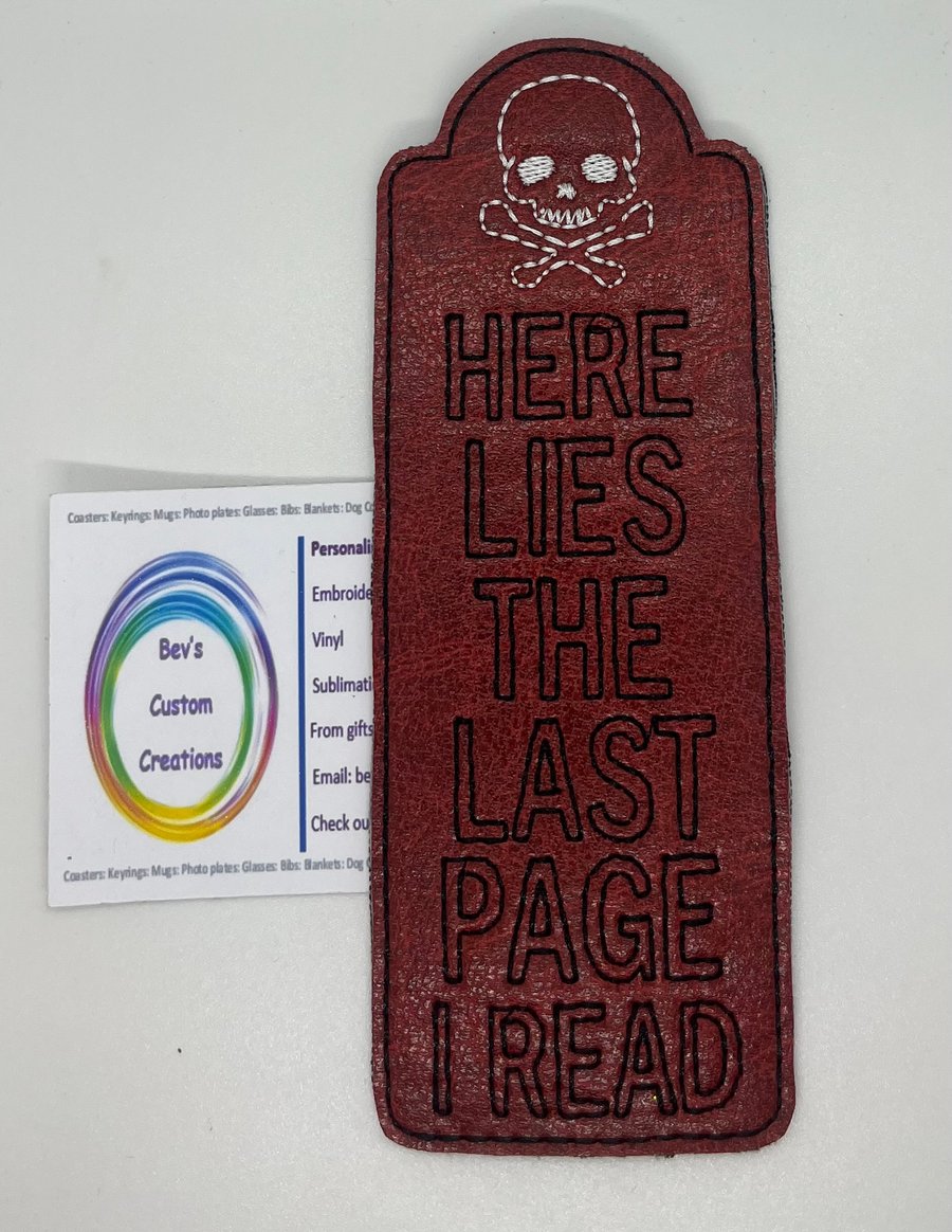 Here lies the last page, Embroidered Bookmark,  