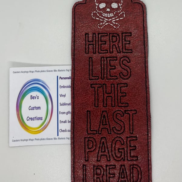 Here lies the last page, Embroidered Bookmark,  