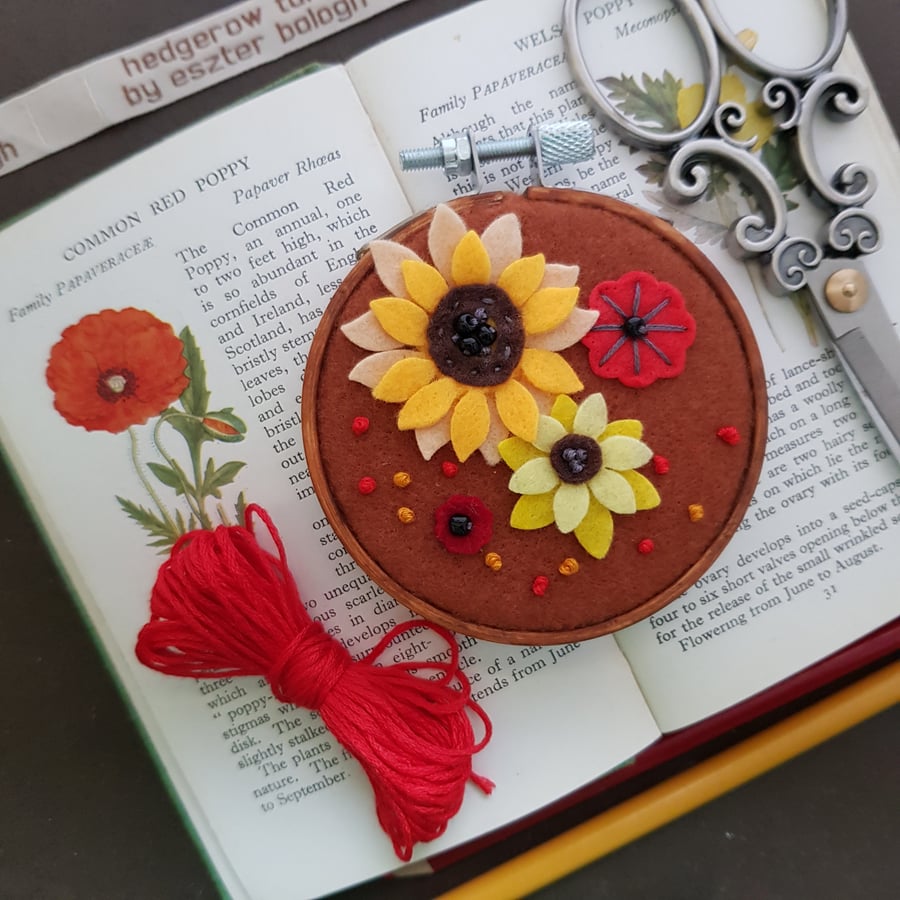 Sunflower and poppies - small wall decoration