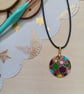 Rainbow circles hand pained wooden necklace 