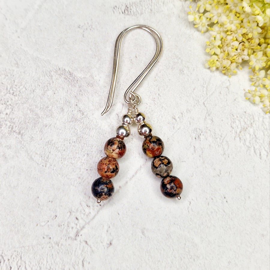 Leopardskin Jasper Bead Earrings