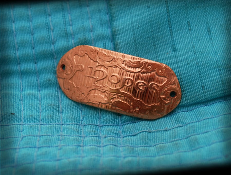 Art Nouveau Etched 'Hope' Design Copper Spacer