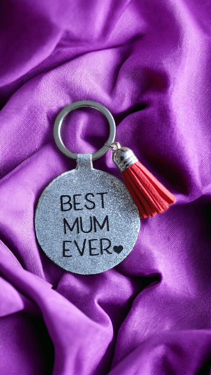 Handmade faux leather best mum keyring 