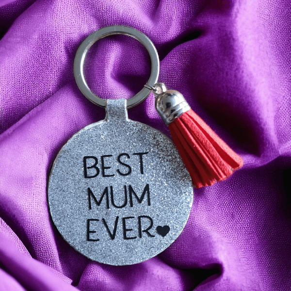 Handmade faux leather best mum keyring 
