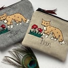 Fox & Toadstool Personalised Wallet - Coin Purse with Choice of Fabric Design 