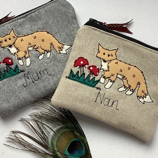 Fox & Toadstool Personalised Wallet - Coin Purse with Choice of Fabric Design 