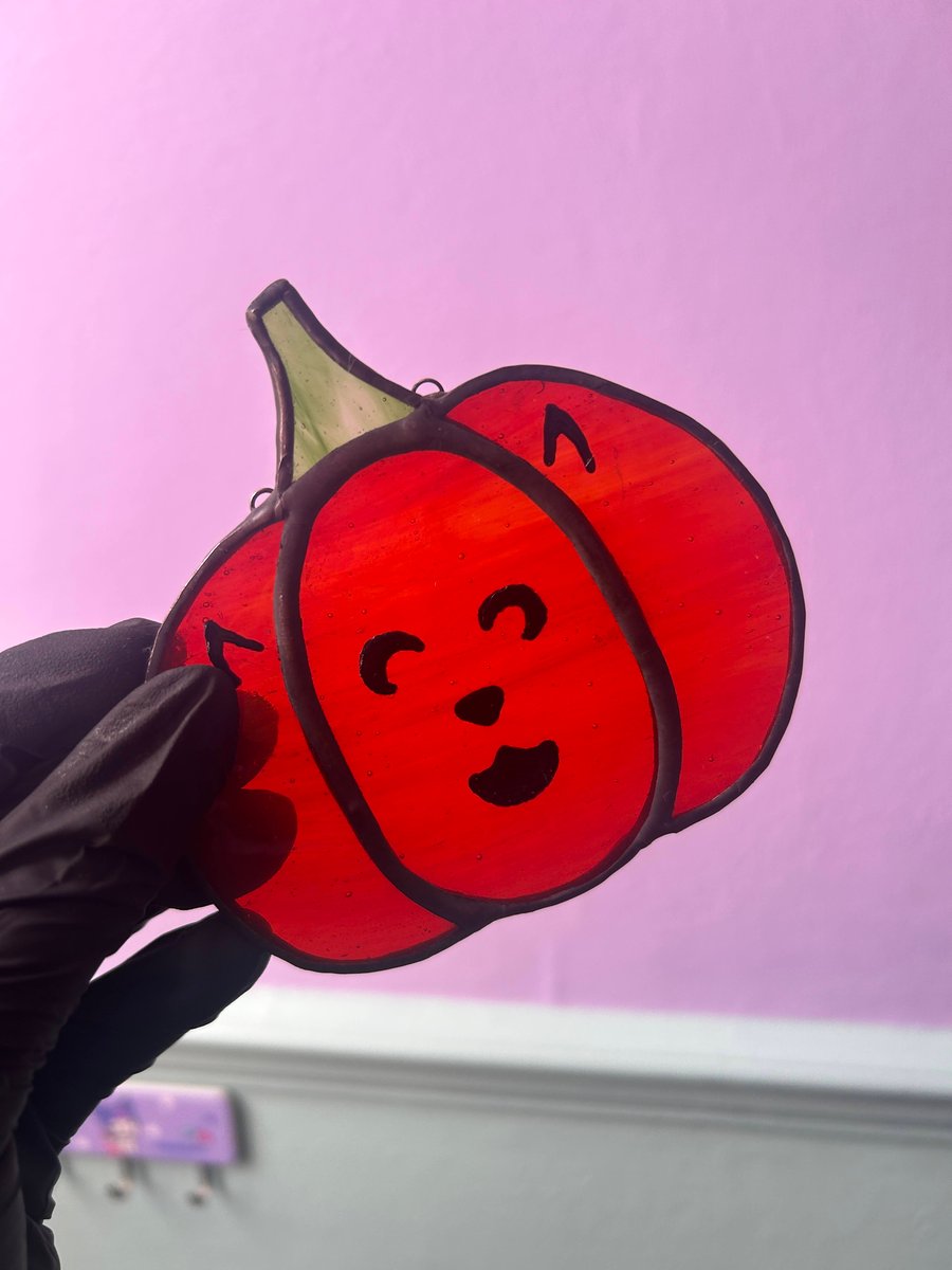 Stained Glass Pumpkin Patch Pal - Happy Cat