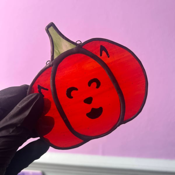 Stained Glass Pumpkin Patch Pal - Happy Cat