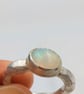 Handmade Silver Ring with White Ethiopian Opal : Size N - Image 10