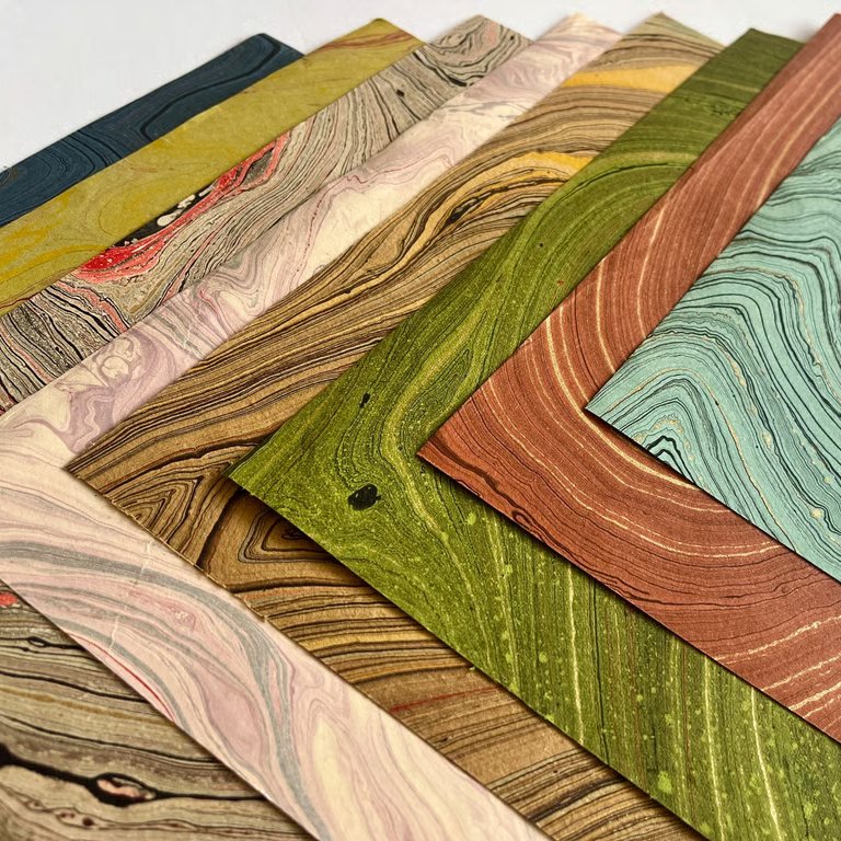 Marbled Paper Sheets A5, A4, A3, A2 - Handmade Fair Trade Metallic Craft Paper