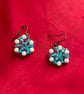 Turquoise Blue Beaded Statement Earrings – Handmade Festive & Party Jewellery