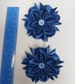 Dark Blue Ribbon Roses with Rhinestones, Cute Toddler Pigtail Elastics, Birthday - Image 4