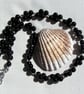 Black Onyx Crystal Gemstone Statement Beaded Necklace "Midnight Oasis"