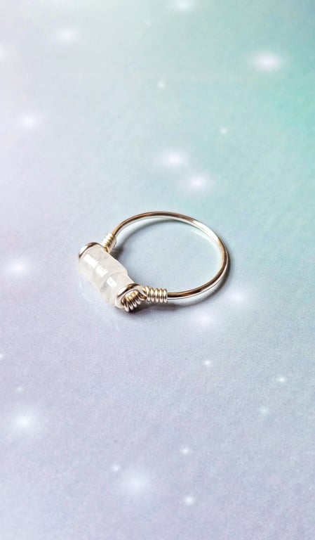 Rainbow Moonstone Sterling Silver Ring - June Birthstone, Made To Order