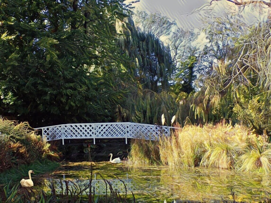 A5 Greeting Card Bridge Watergardens Norfolk 