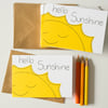 Hello Sunshine Pack Of 6 Mini Greeting Cards, Cute Thank You Notes