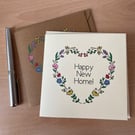 Happy New Home - new home card with floral heart