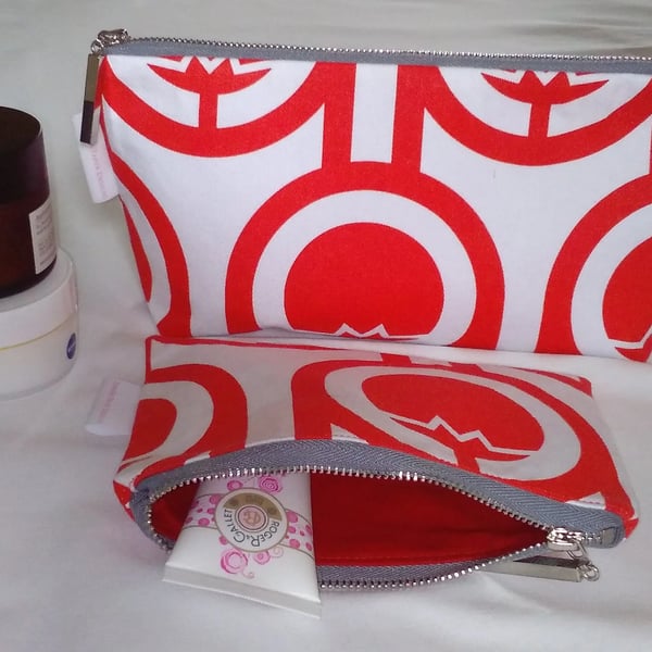 Modern Canvas Make up bag, Pencil Case, Toiletries Bag, Phone Pouch, Money