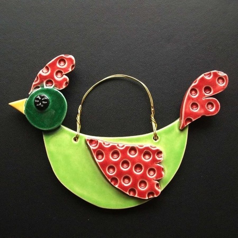 Patterned bird - ceramic decoration