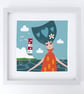 Look The Needles, woman with lighthouse, Giclee print,  - Image 1