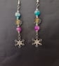 Silver frosty themed snowflake charm dangle earrings  - Image 5