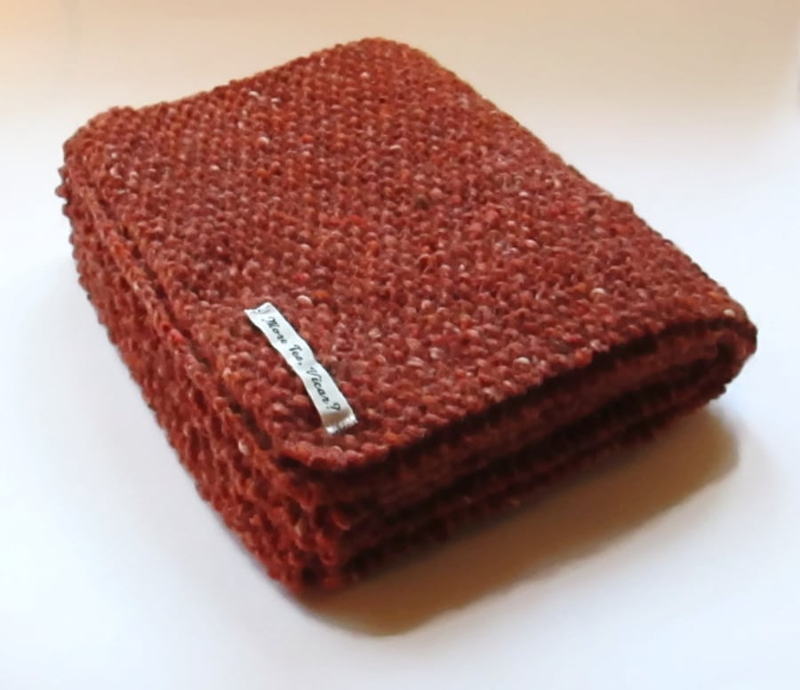 Scarf in Burnt Orange Aran Tweed Wool