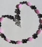 Red Garnet & Rose Quartz Gemstone Beaded Statement Necklace "Shiraz" - Image 3
