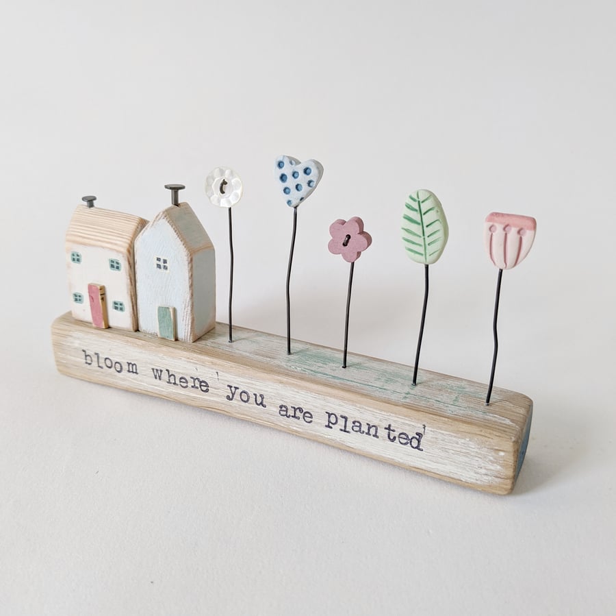Little Wooden Houses with Clay & Button Garden 'Bloom where you are planted'