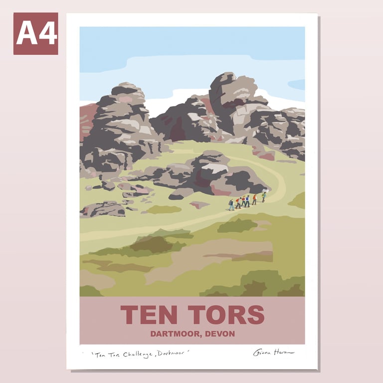 Ten Tors A4 poster celebrating the Dartmoor annual challenge