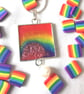 Rainbow Resin Pendant with Pearl - Image 1