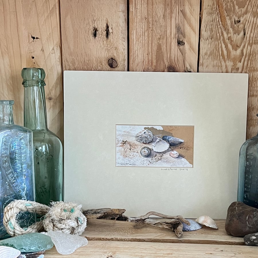 Lindisfarne Shells, an original mixed media painting