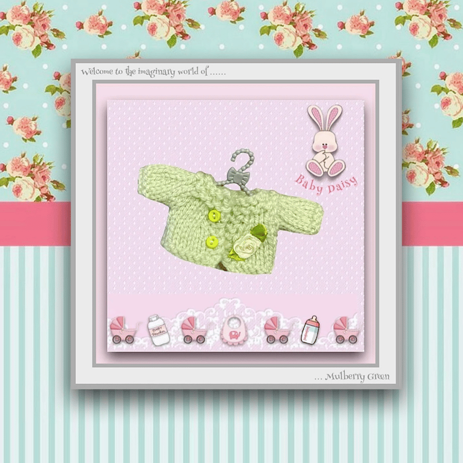 Pale Green Rosebud Cardigan to fit Baby Daisy 