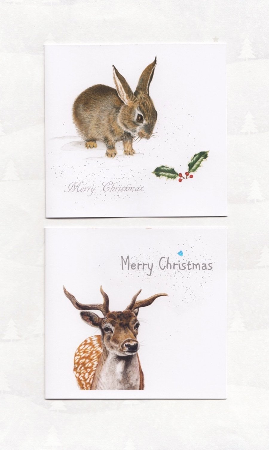 Animal Christmas Cards x 6, 2 different designs