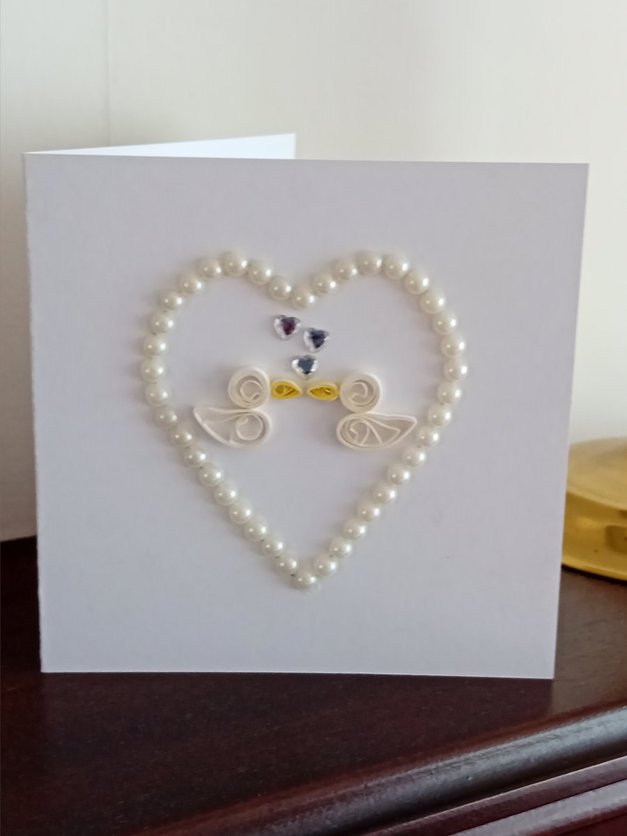 2 Quilled Kissing Ducks In A Heart