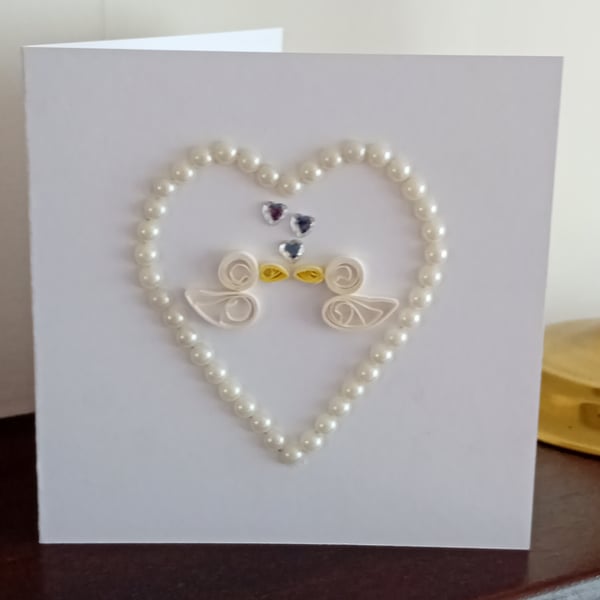 2 Quilled Kissing Ducks In A Heart