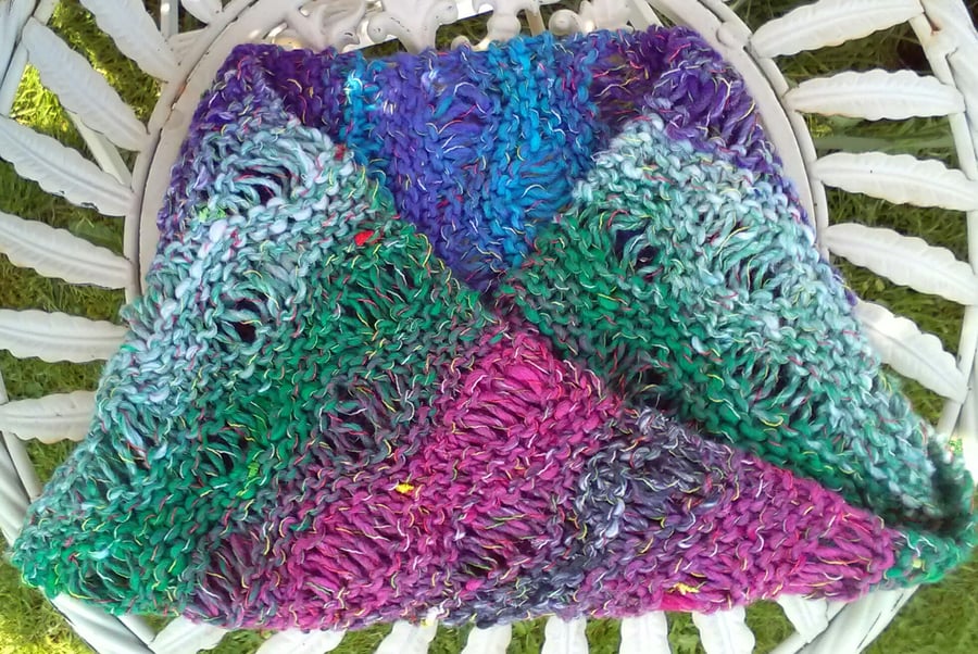 Noro MOBIUS NECK WARMER cotton, wool & silk in purple, turq, pink, white & green