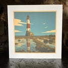Beachy Head Lighthouse Greeting Card - 8" x 8" Coastal Card - Blank Inside