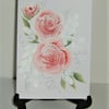 hand painted roses greetings card )( ref F 682)